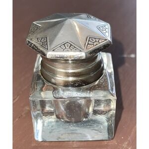 Antique Inkwell with‎ Sterling Top